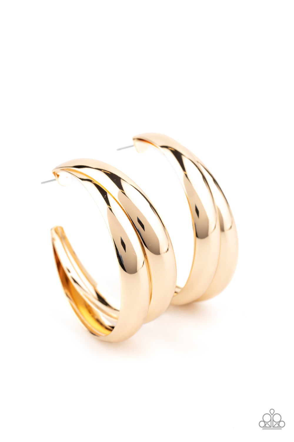 Paparazzi Colossal Curves - Gold Hoop Earrings - A Finishing Touch 