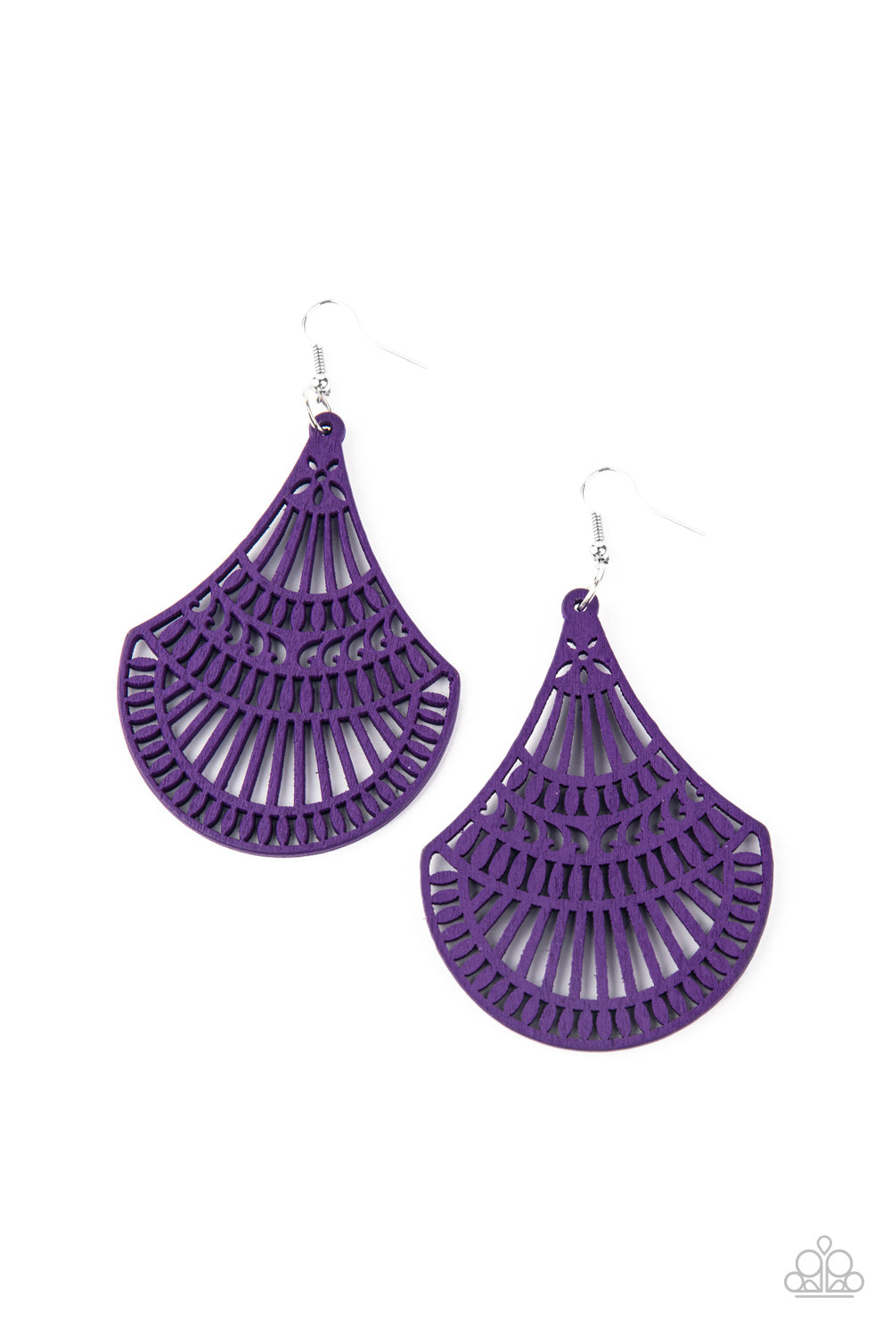 Paparazzi Tropical Tempest - Purple Wooden Earrings - A Finishing Touch 