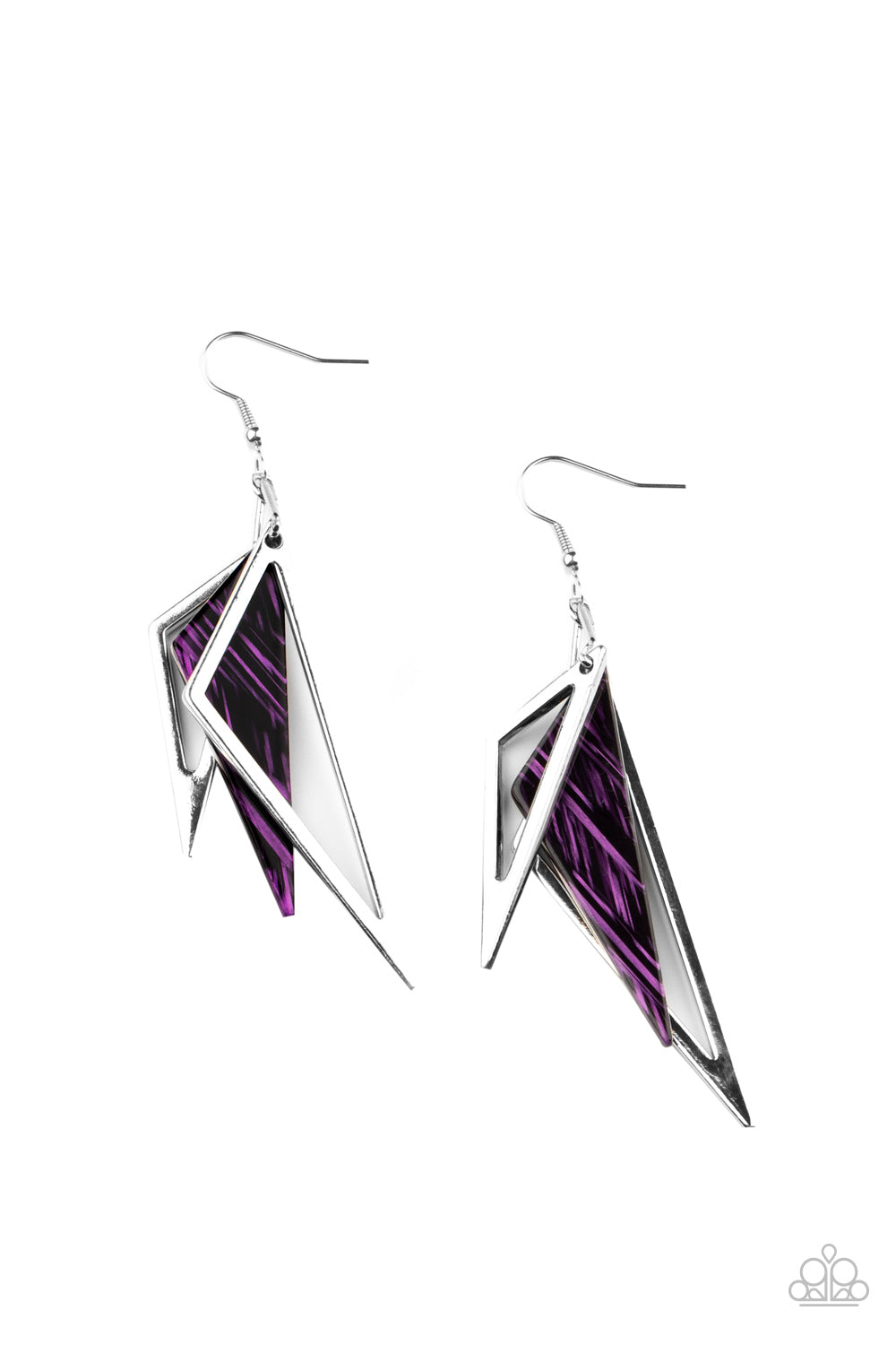 Paparazzi Evolutionary Edge - Purple Acrylic Earrings - A Finishing Touch 