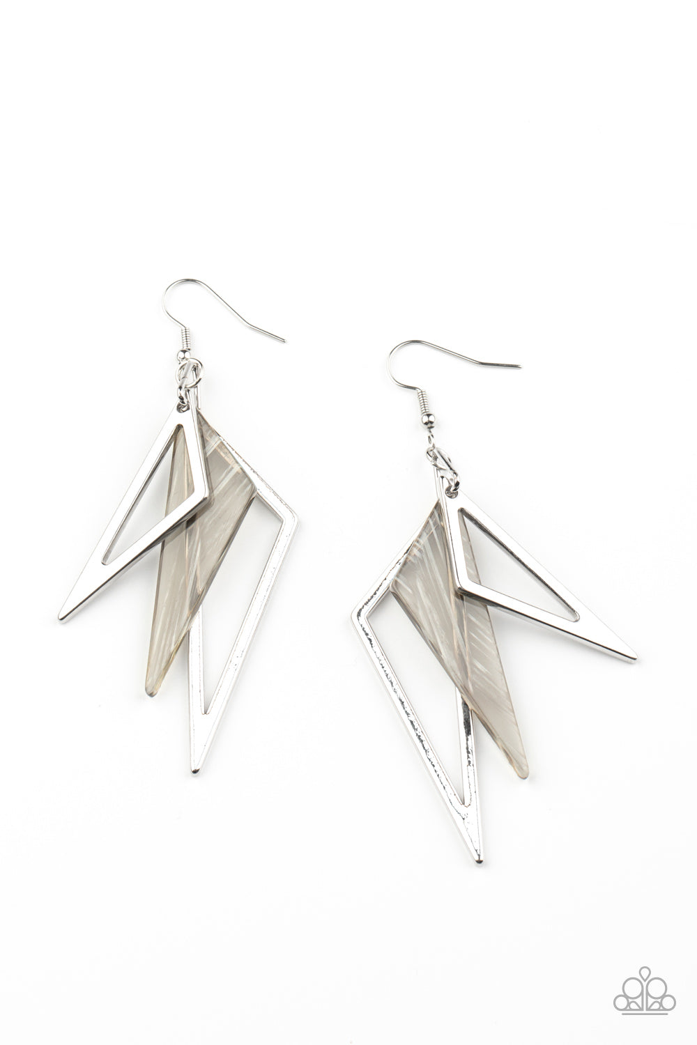 Paparazzi Evolutionary Edge - Silver Acrylic Earrings - A Finishing Touch Jewelry
