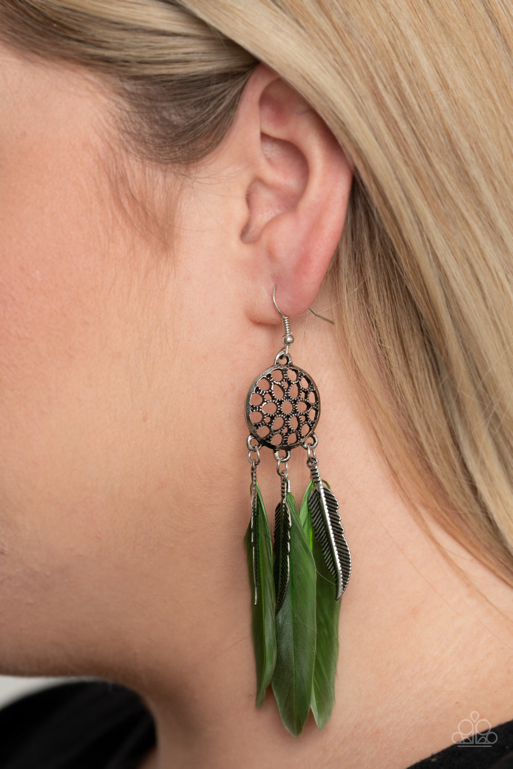 Paparazzi In Your Wildest DREAM-CATCHERS - Green Earrings - A Finishing Touch Jewelry