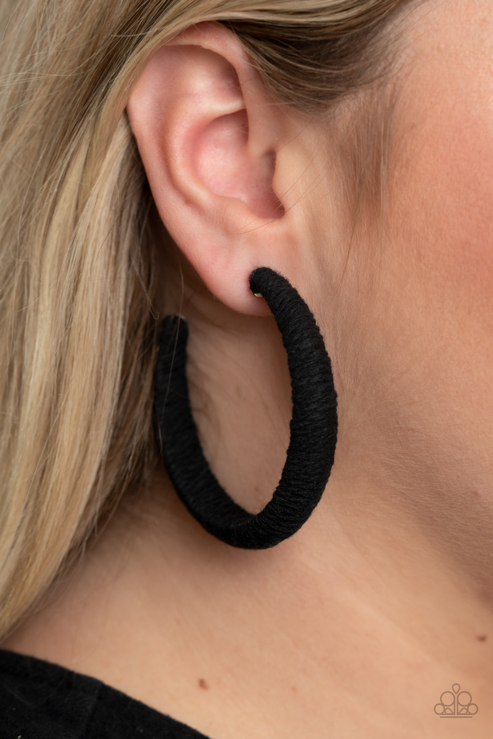 Paparazzi TWINE and Dine - Black Earrings - A Finishing Touch 