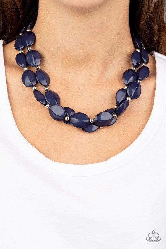 Paparazzi Two-Story Stunner - Blue Necklace - A Finishing Touch 