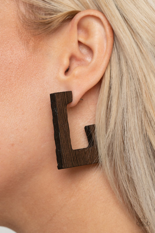 Paparazzi The Girl Next OUTDOOR - Brown Wooden Earrings - A Finishing Touch Jewelry
