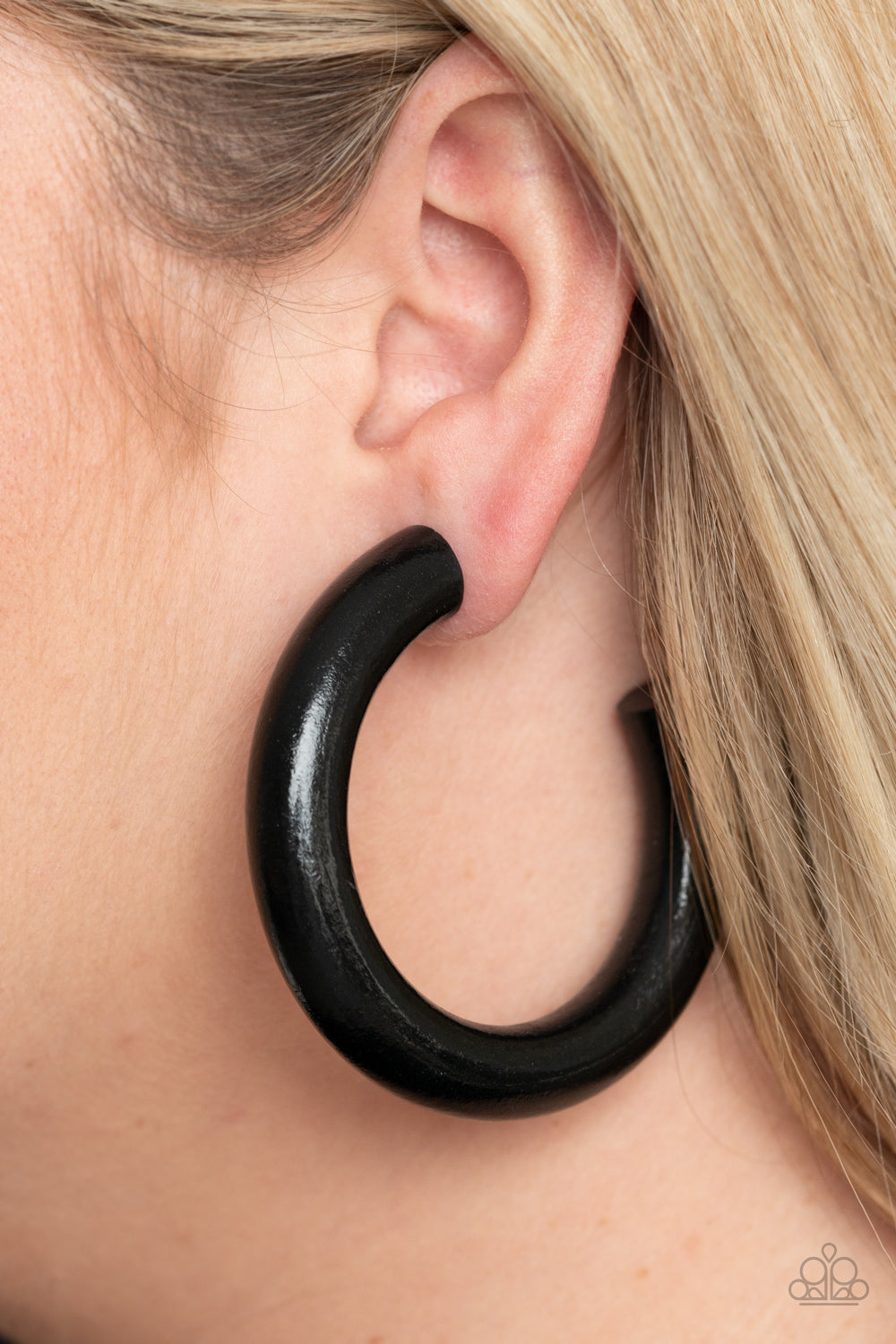 Paparazzi I WOOD Walk 500 Miles - Black Hoop Earrings - A Finishing Touch Jewelry