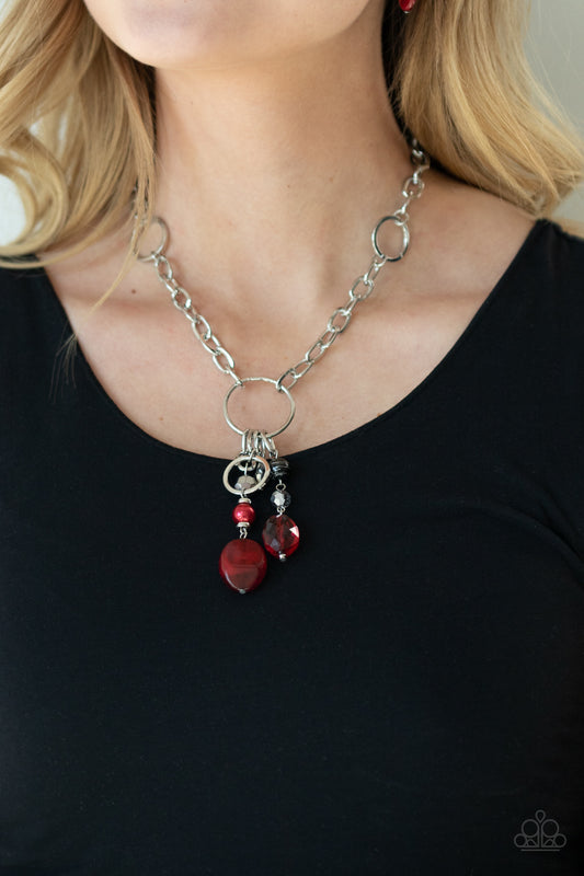 Paparazzi Lay Down Your CHARMS - Red Necklace - A Finishing Touch 
