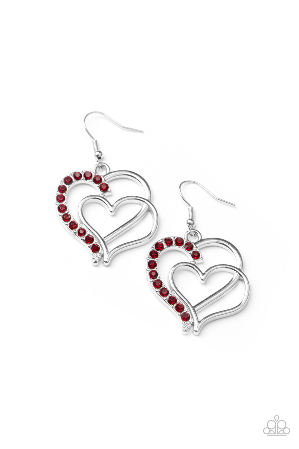 Paparazzi Double The Heartache - Red Earrings - A Finishing Touch 