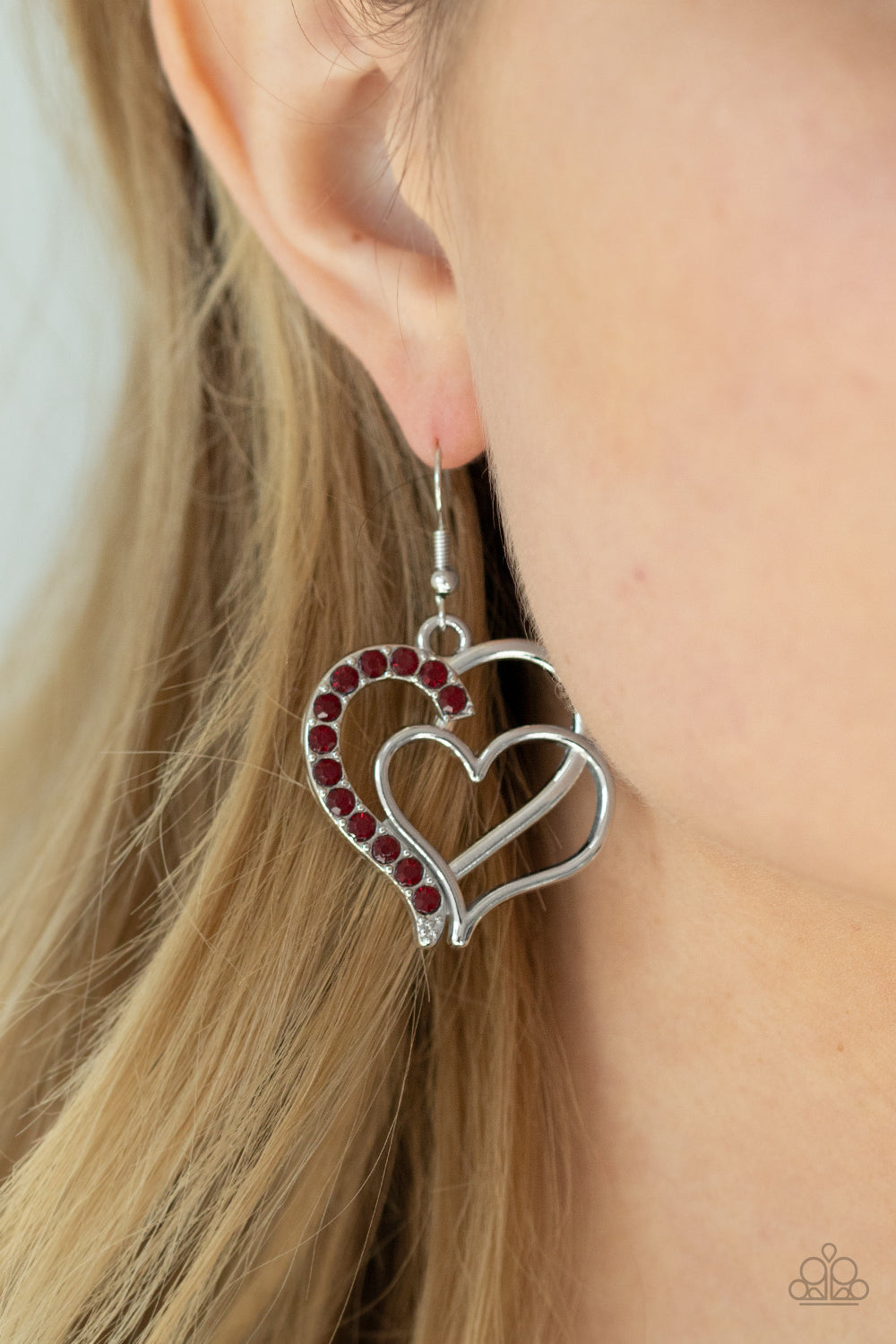 Paparazzi Double The Heartache - Red Earrings - A Finishing Touch 