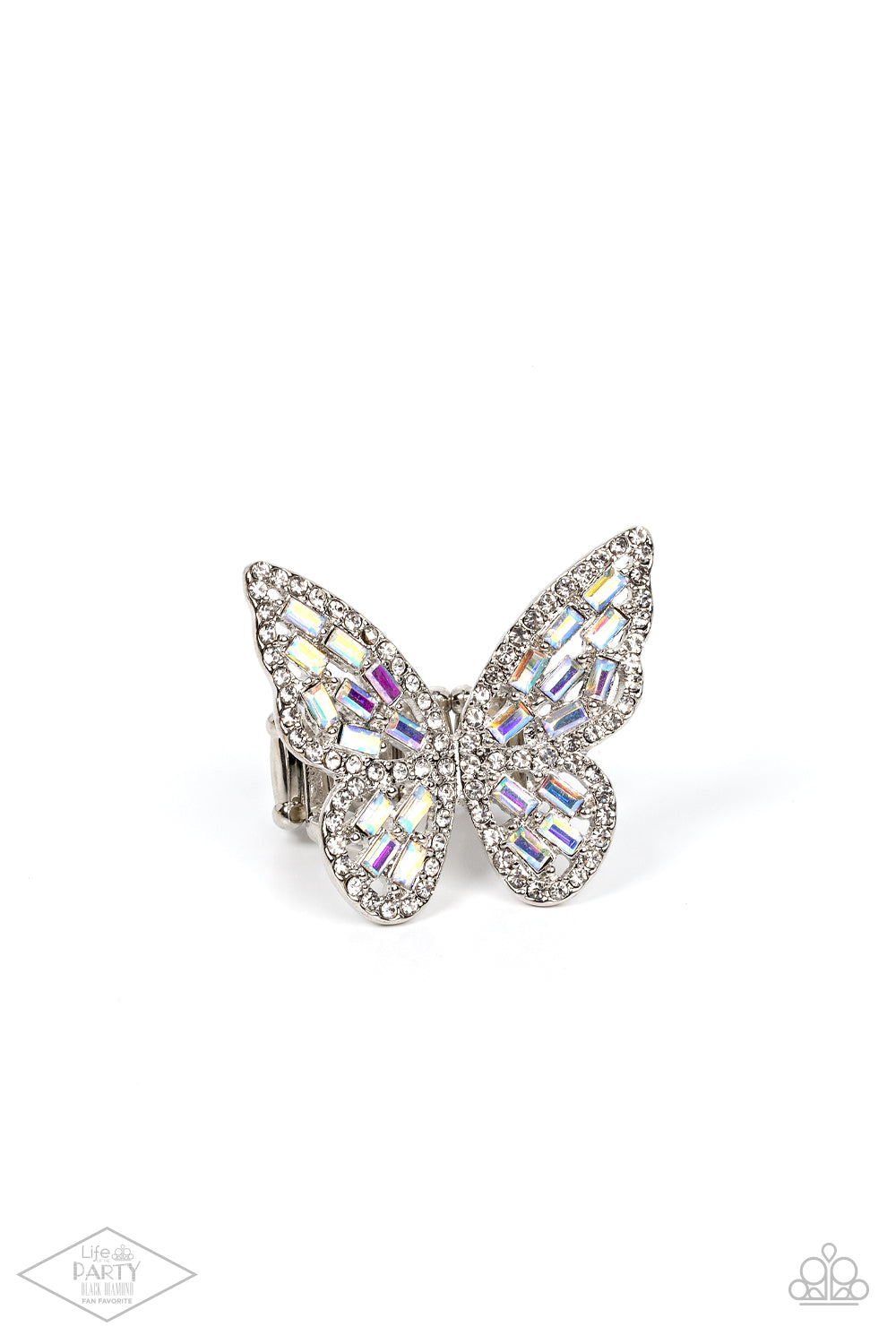 Paparazzi Flauntable Flutter - Multi Butterfly Ring - Black Diamond Life of The Party Exclusive