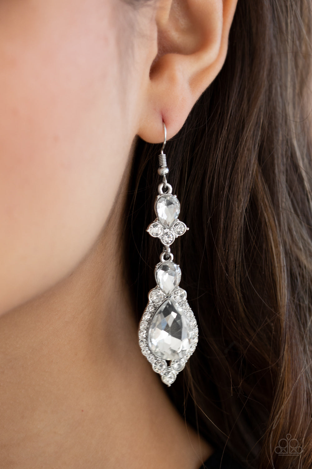 Paparazzi Fully Flauntable - White Earrings - A Finishing Touch Jewelry