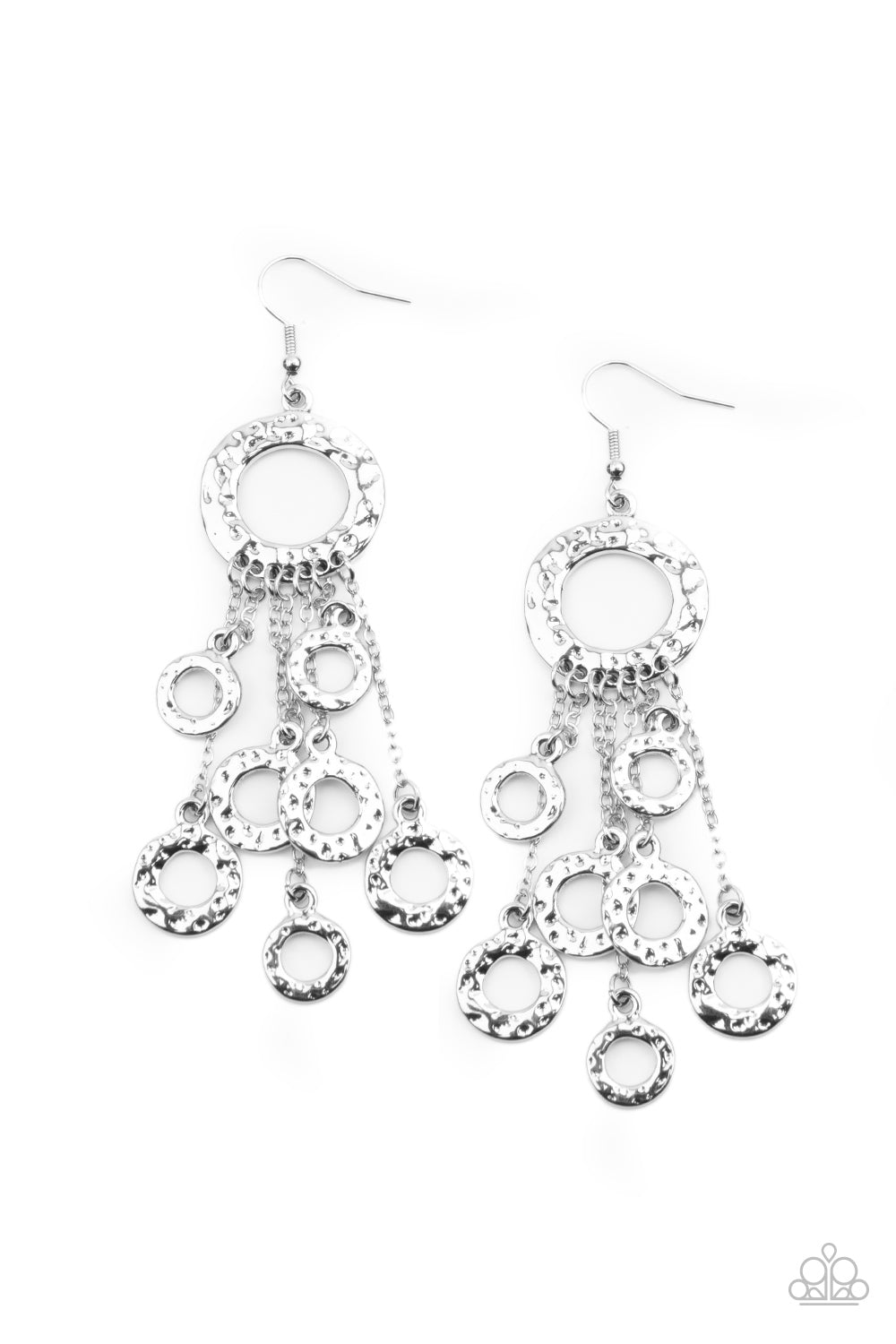 Dangle Earrings - Paparazzi Right Under Your NOISE - Silver Earrings Paparazzi jewelry image
