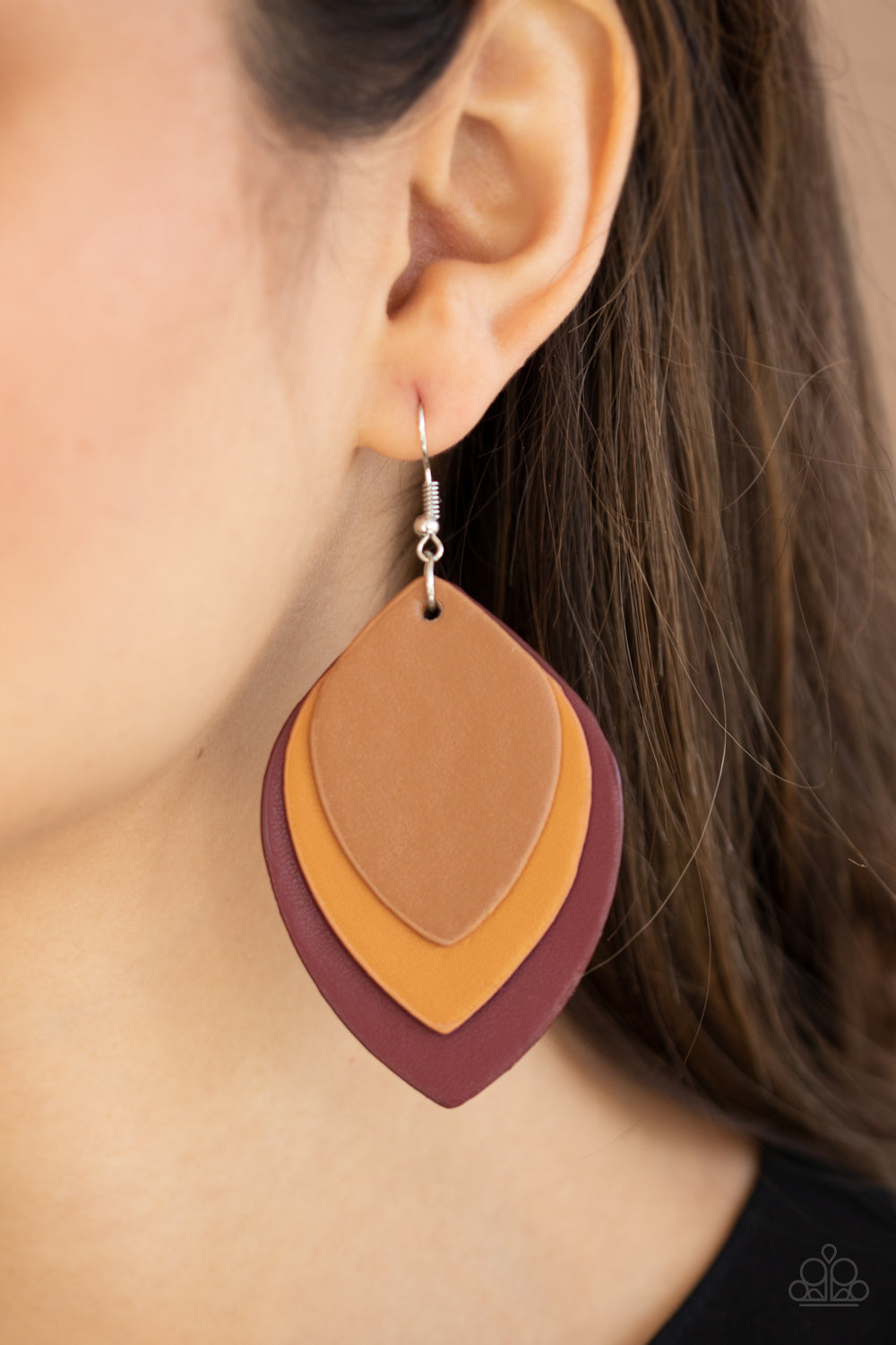 Paparazzi Light as a LEATHER - Red Earrings - A Finishing Touch 