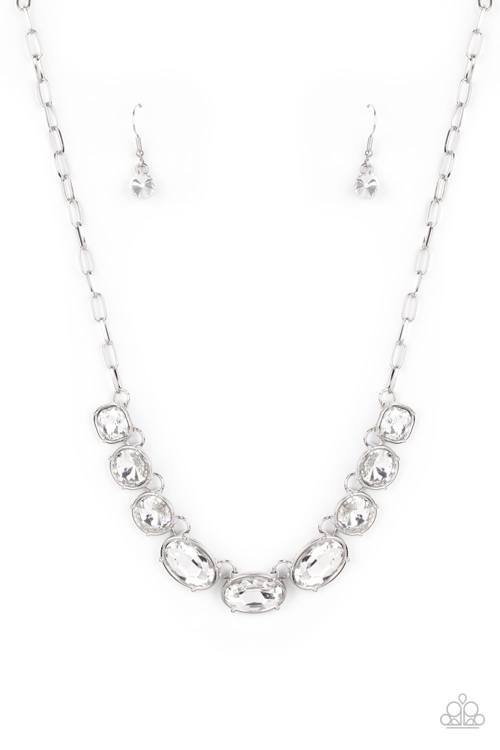 Paparazzi Gorgeously Glacial - White Necklace - June 2021 Life Of The Party Exclusive - A Finishing Touch Jewelry