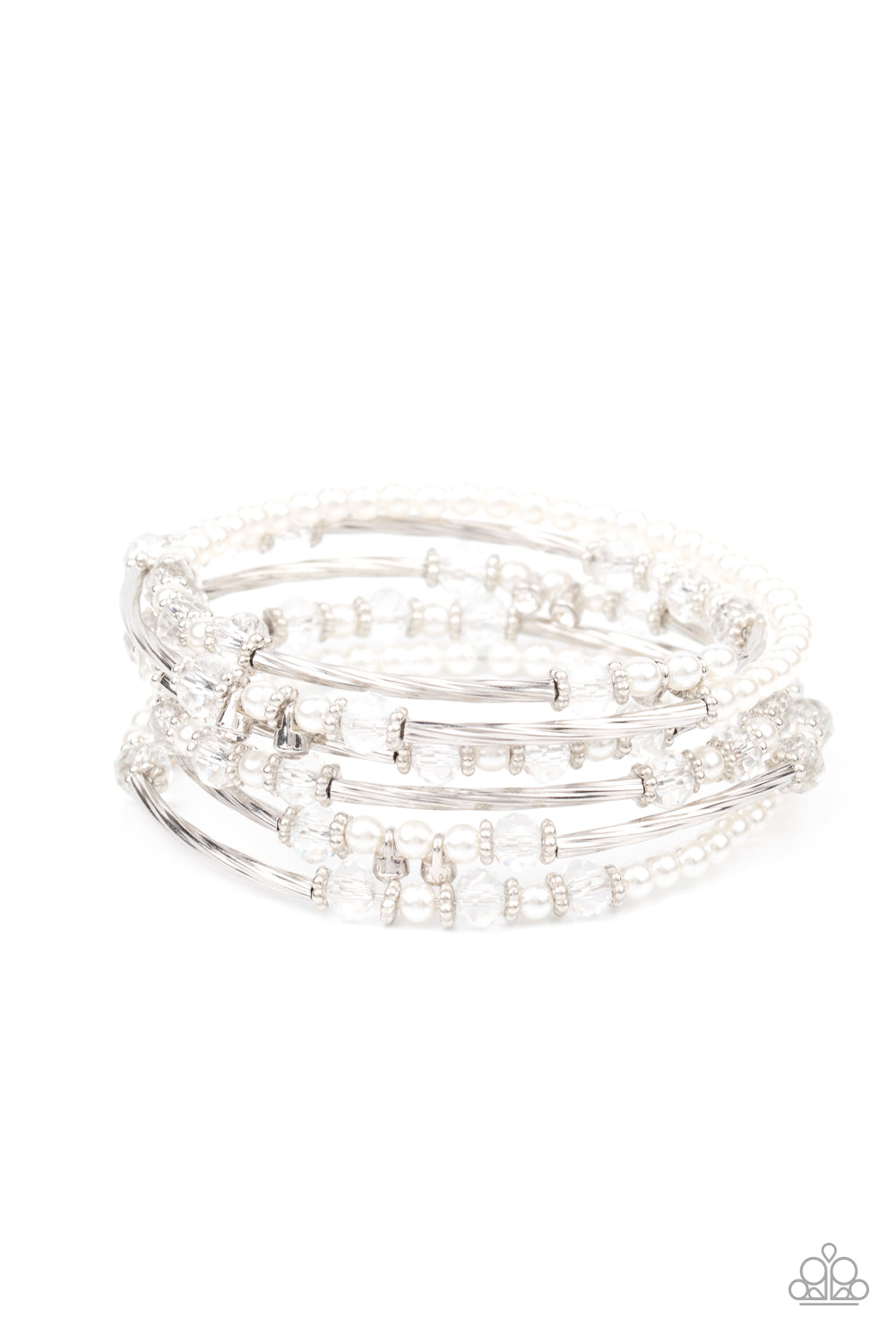 Paparazzi Head-Turning Twinkle - White Bracelet - A Finishing Touch Jewelry