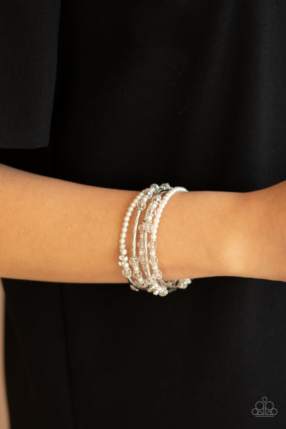Paparazzi Head-Turning Twinkle - White Bracelet - A Finishing Touch Jewelry