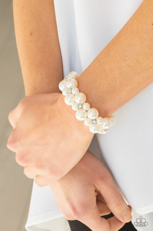 Paparazzi Flirt Alert - White Bracelet - A Finishing Touch Jewelry