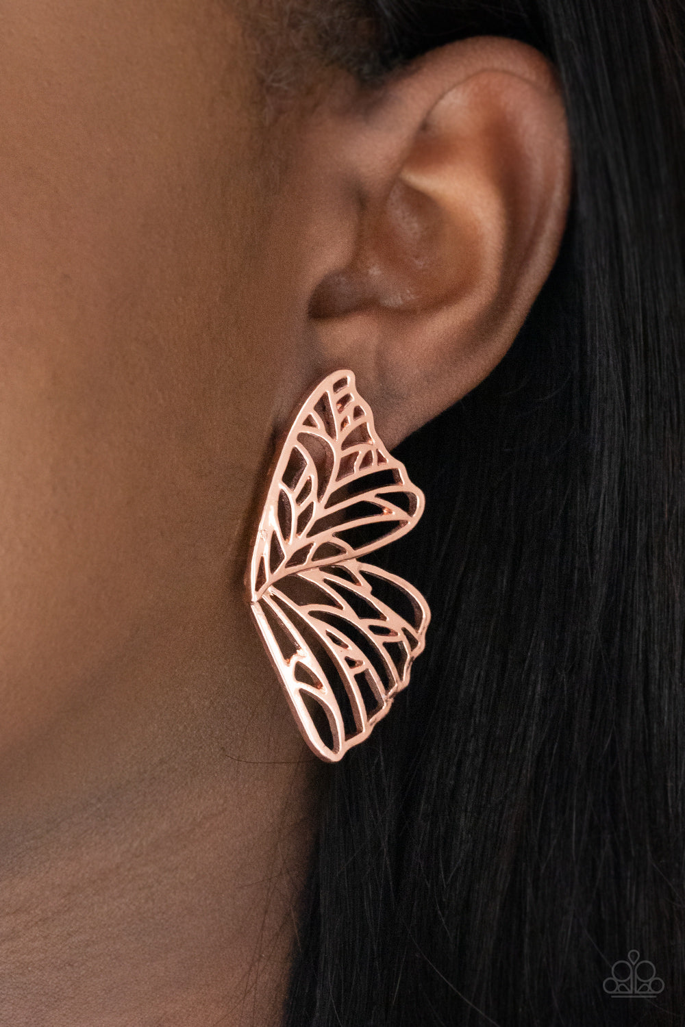 Paparazzi Butterfly Frills- Copper Earrings - A Finishing Touch Jewelry