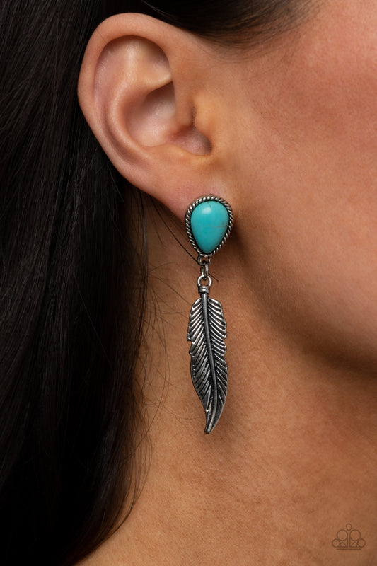 Paparazzi Totally Tran-QUILL - Blue Earrings - A Finishing Touch Jewelry