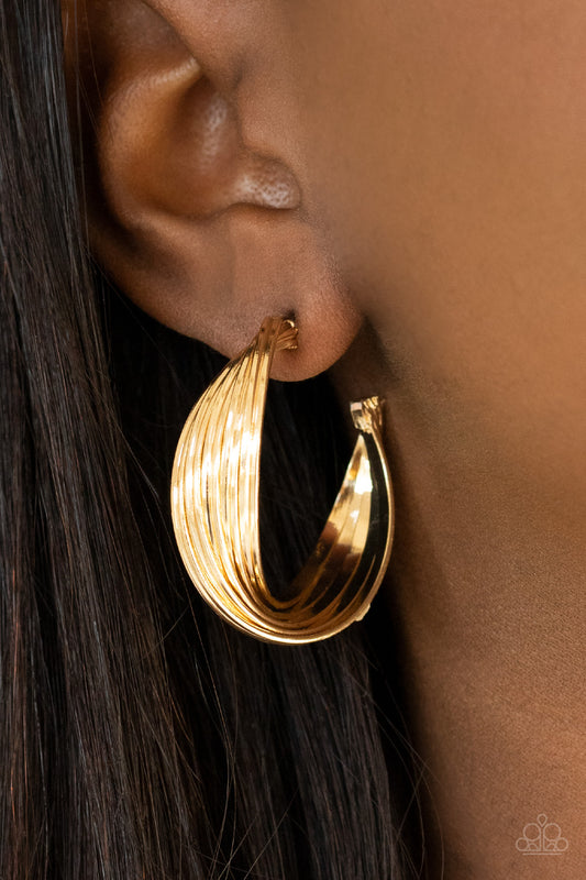 Paparazzi Curves In All The Right Places - Gold Earrings - A Finishing Touch Jewelry
