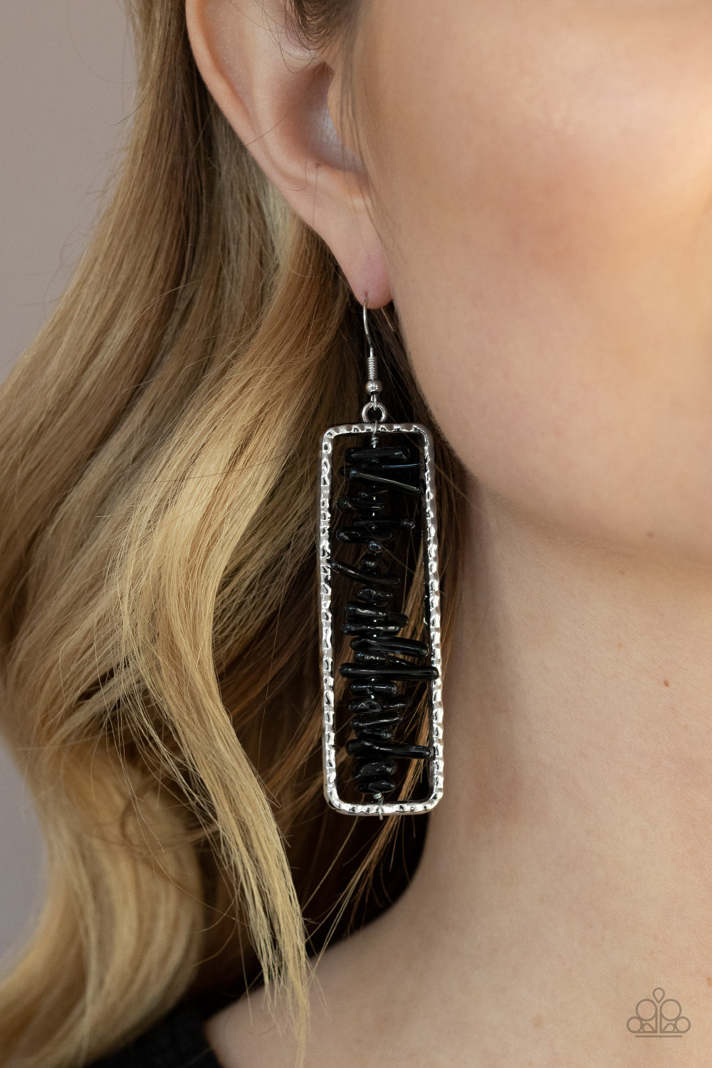 Paparazzi Dont QUARRY, Be Happy - Black Earrings - A Finishing Touch Jewelry