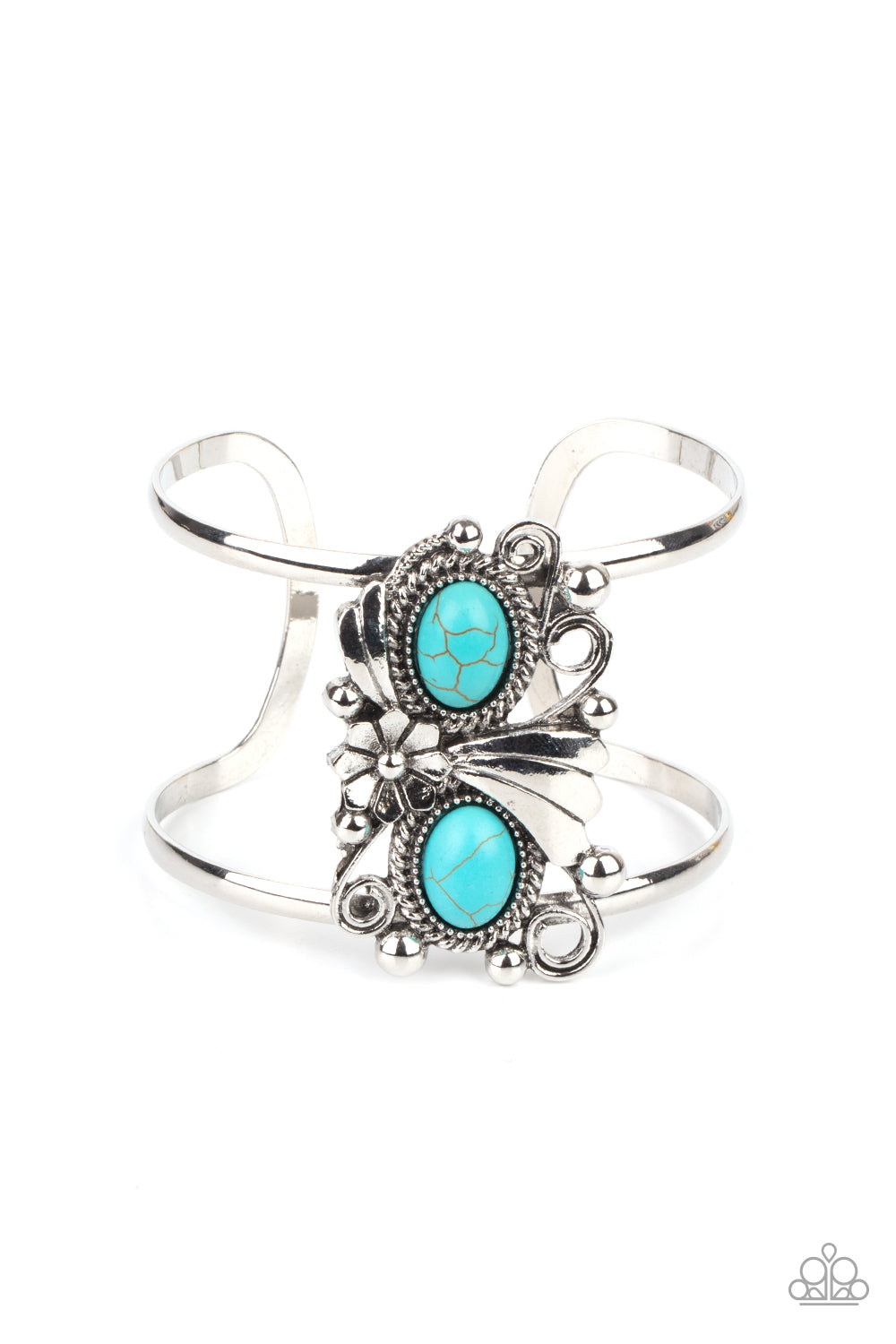 Paparazzi Mojave Flower Girl - Blue Bracelet - A Finishing Touch Jewelry