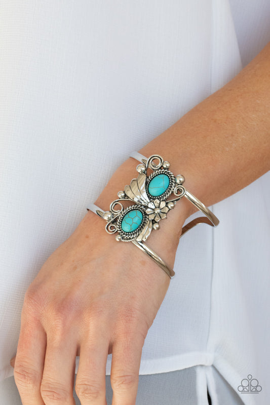 Paparazzi Mojave Flower Girl - Blue Bracelet - A Finishing Touch Jewelry