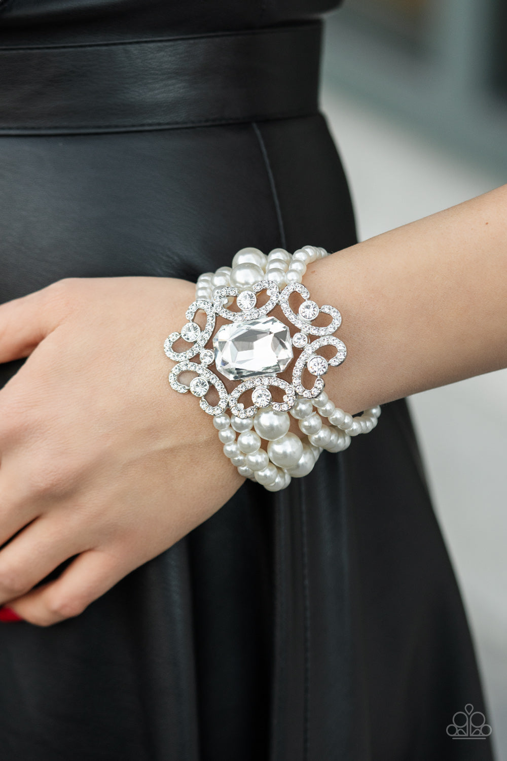 Paparazzi Rule The Room - White Bracelet - A Finishing Touch Jewelry