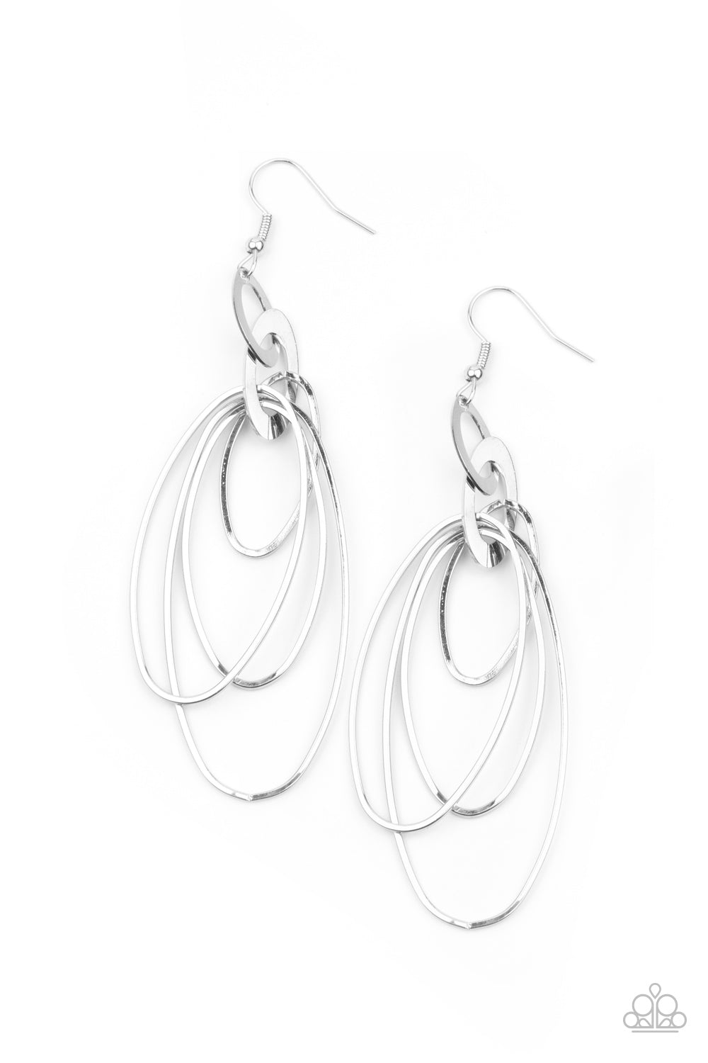 Paparazzi OVAL The Moon - Silver Earrings - A Finishing Touch Jewelry