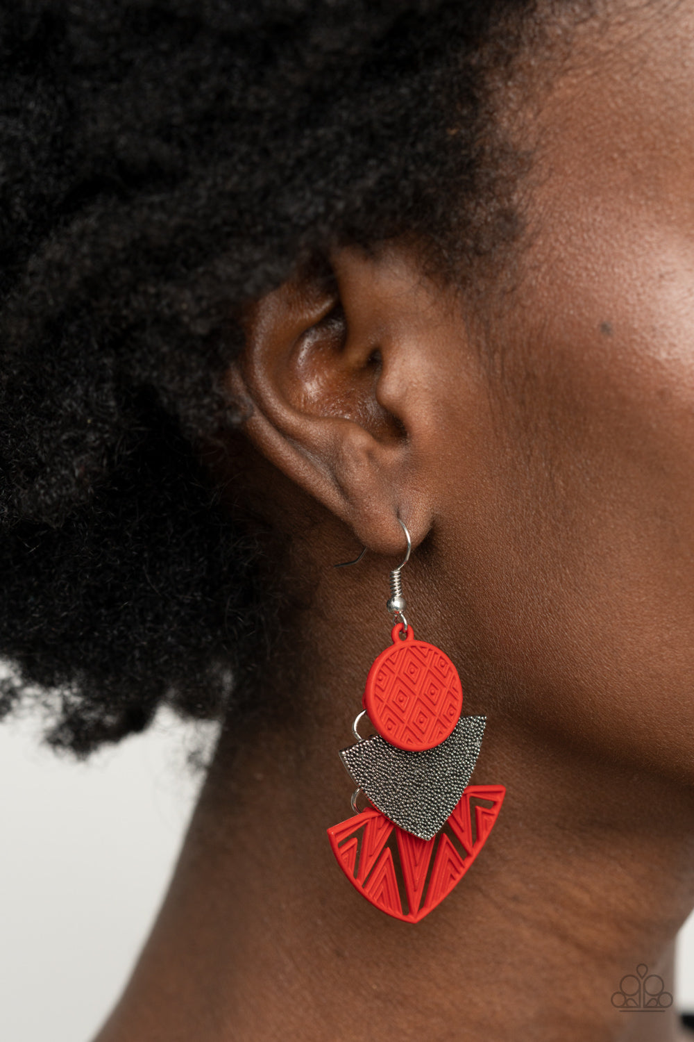 Paparazzi Jurassic Juxtaposition - Red Earrings - A Finishing Touch Jewelry