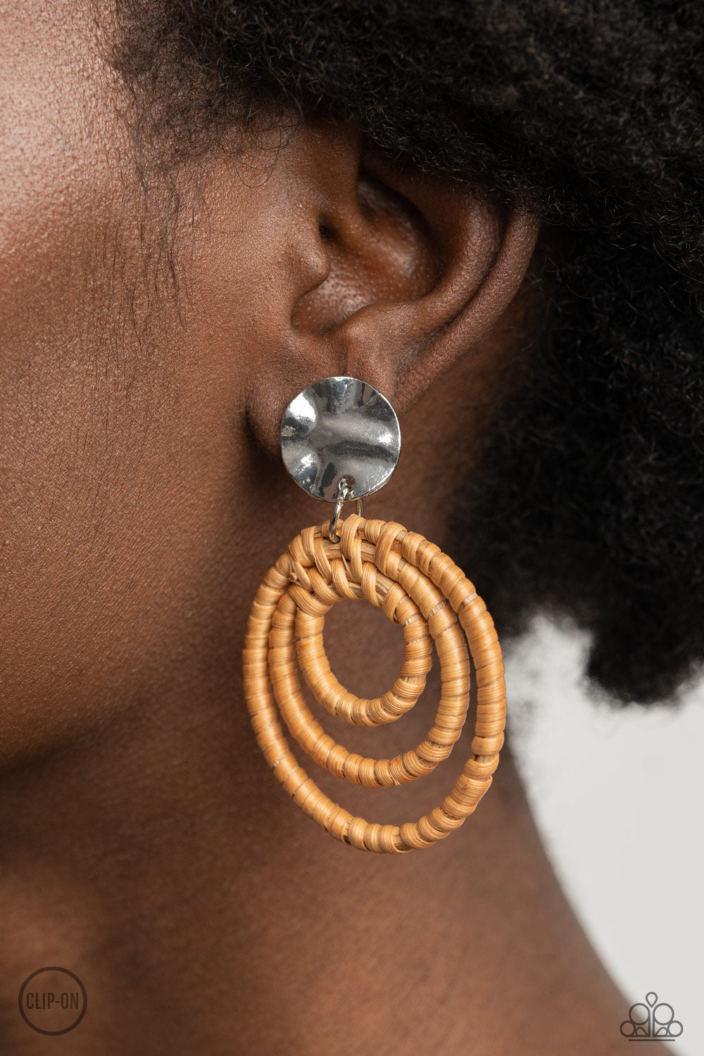 Paparazzi Whimsically Wicker - Brown Clip-on Earrings - A Finishing Touch Jewelry