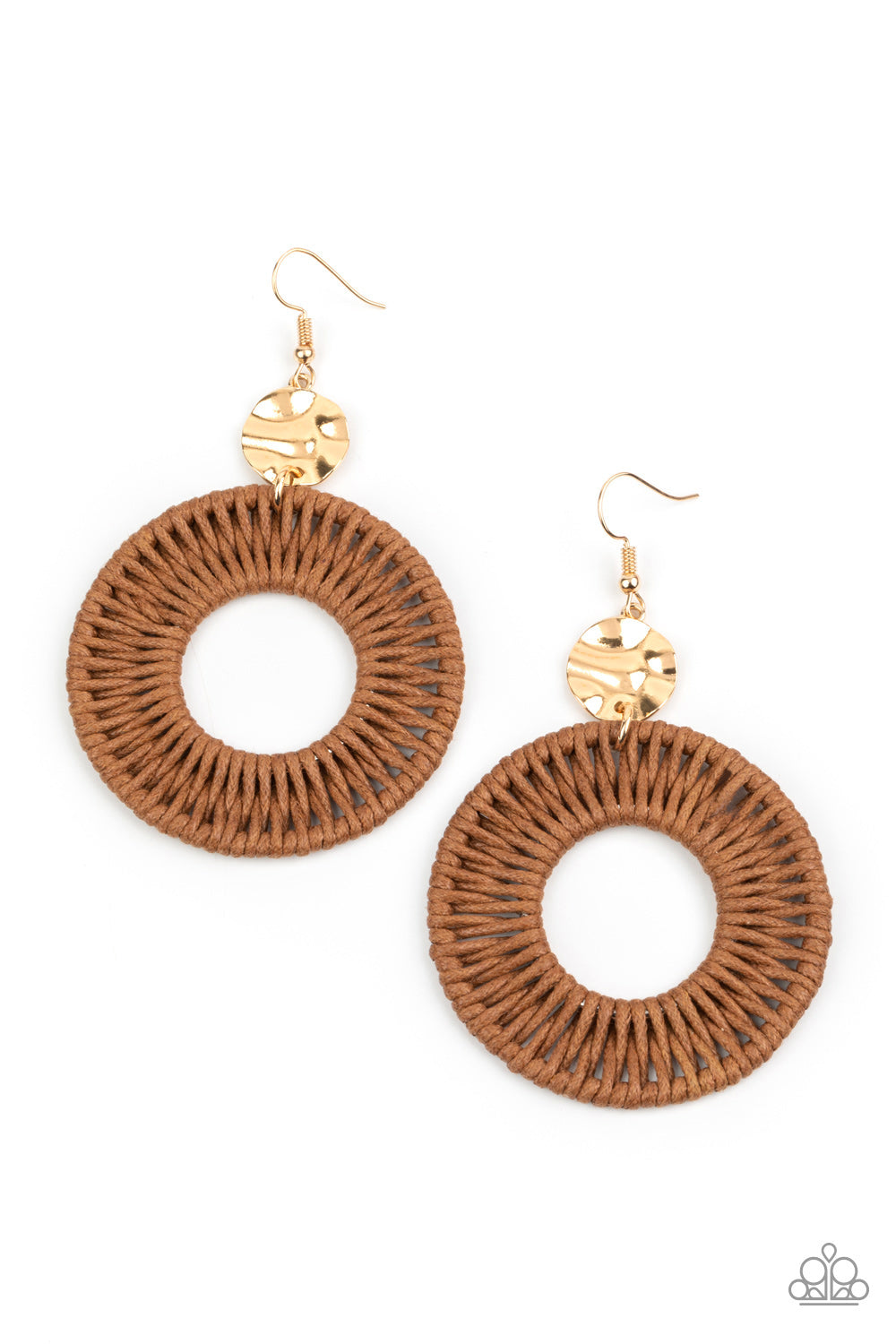 Paparazzi Total Basket Case - Brown Earrings - A Finishing Touch Jewelry