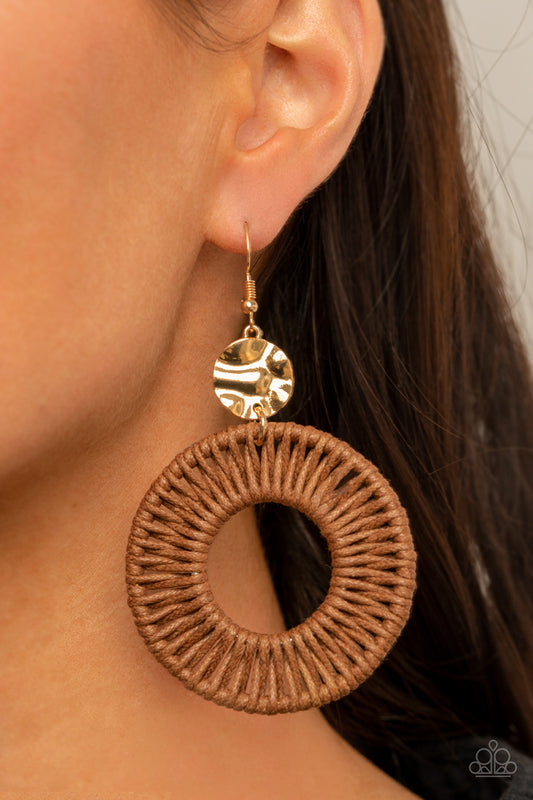 Paparazzi Total Basket Case - Brown Earrings - A Finishing Touch Jewelry