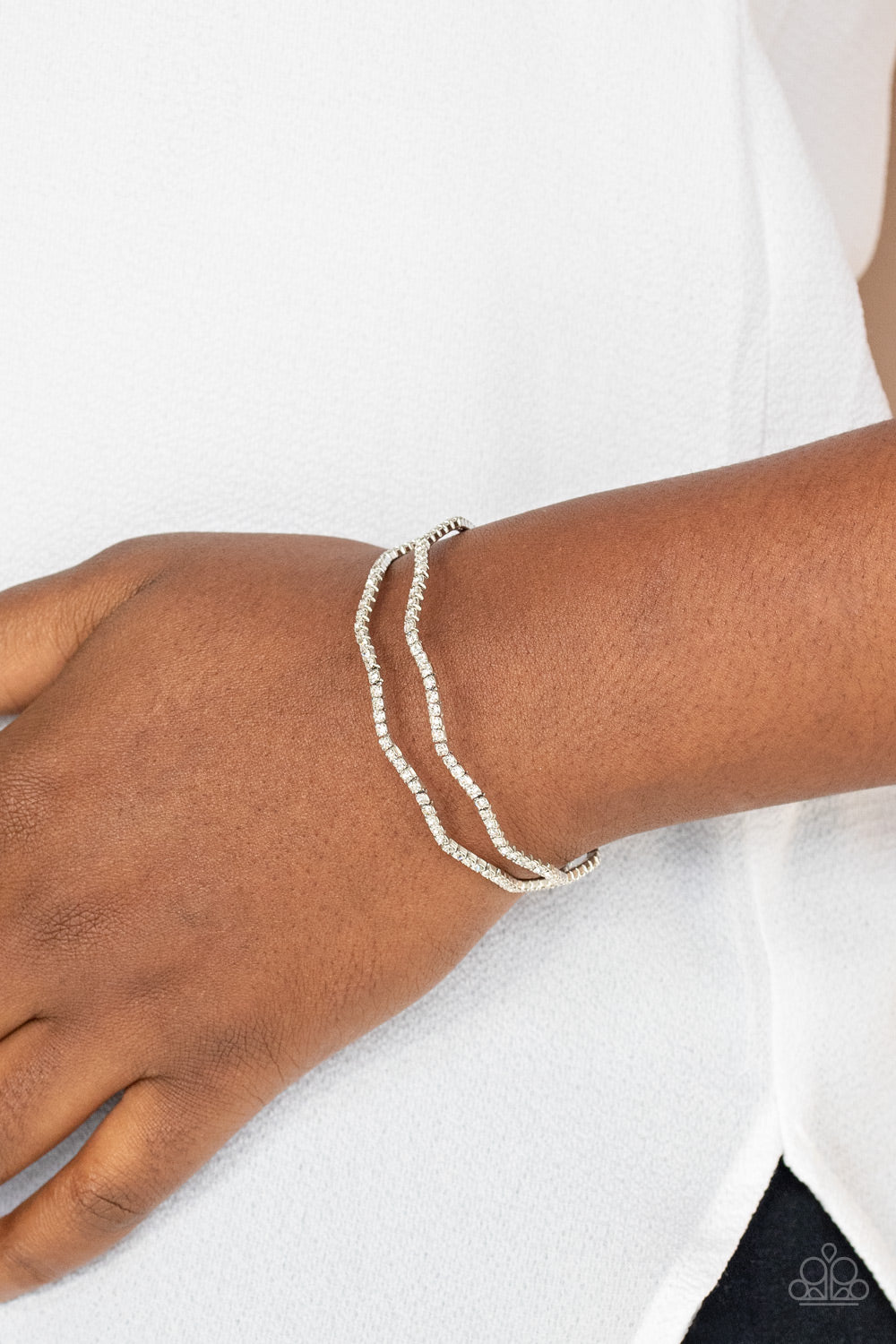 Paparazzi Delicate Dazzle - White Bracelet - A Finishing Touch Jewelry