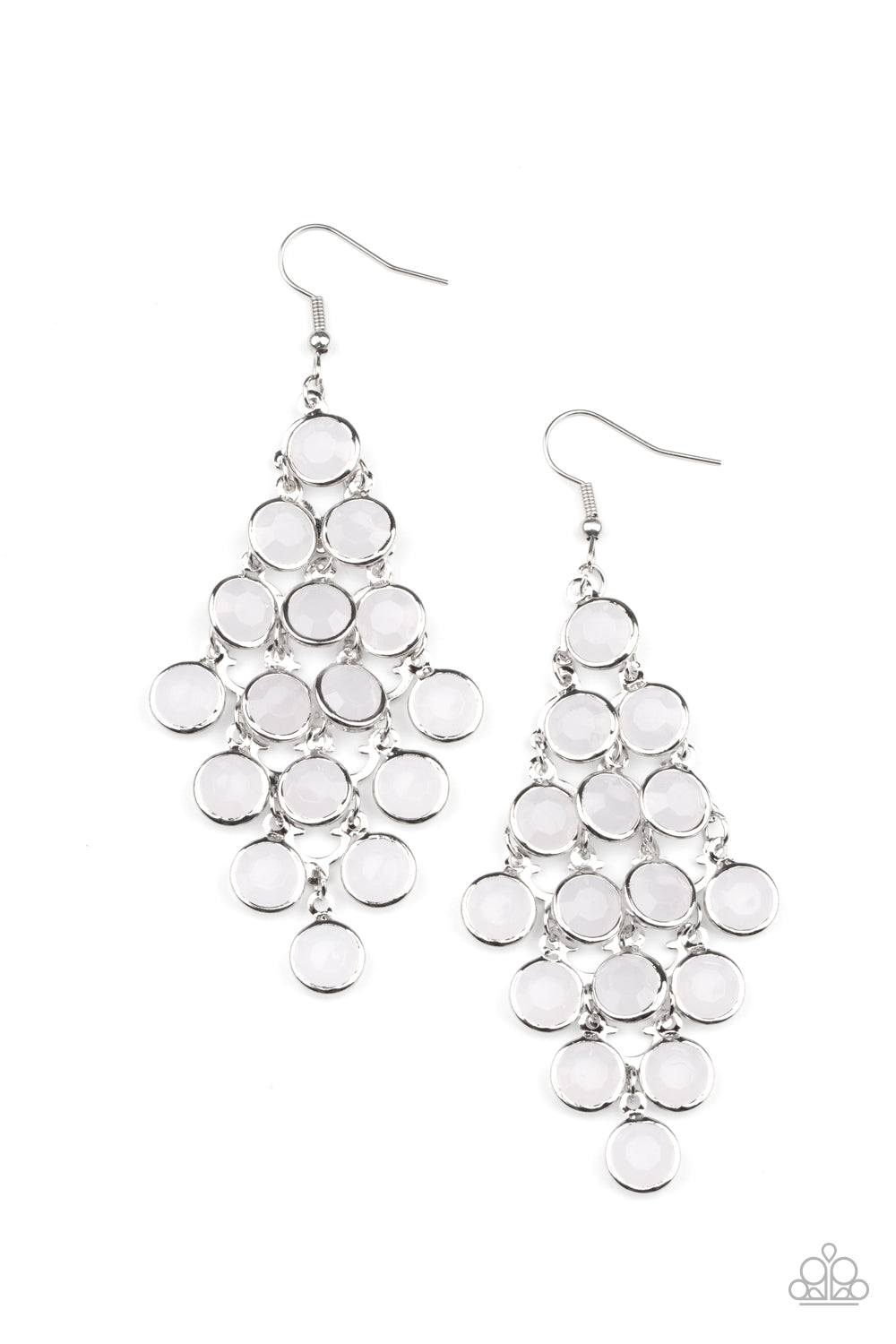 Paparazzi With All DEW Respect - White Earrings - A Finishing Touch Jewelry