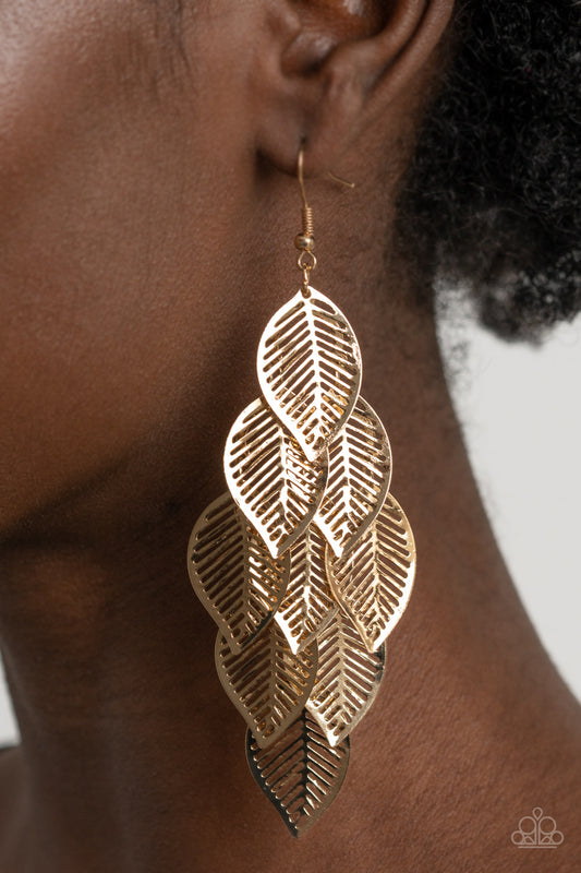 Paparazzi Limitlessly Leafy - Gold Earrings - A Finishing Touch Jewelry