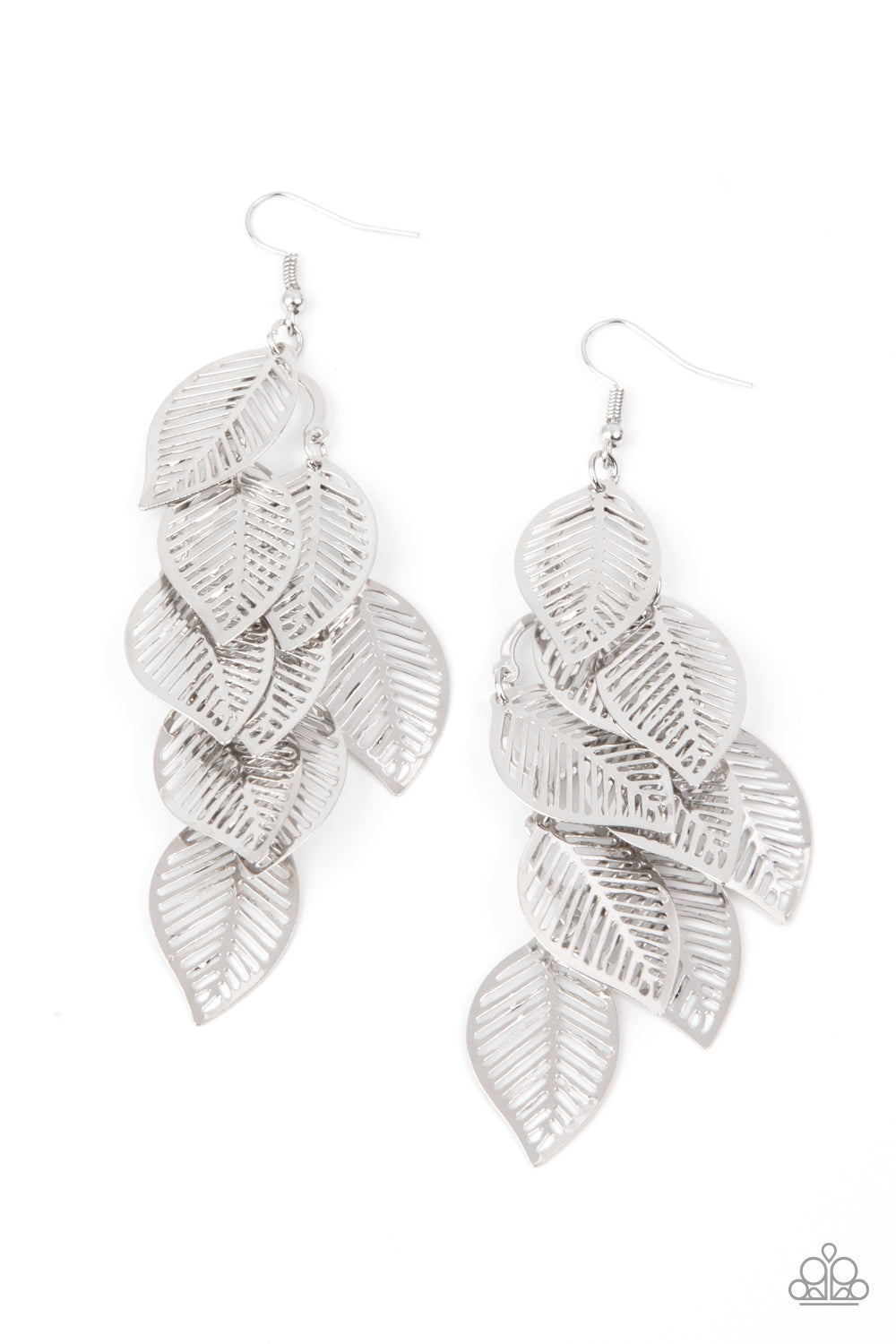 Paparazzi Limitlessly Leafy - Silver Earrings - A Finishing Touch Jewelry