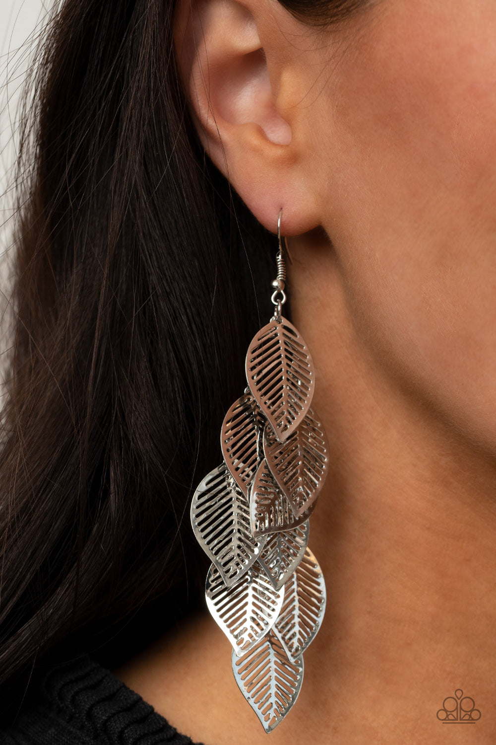 Paparazzi Limitlessly Leafy - Silver Earrings - A Finishing Touch Jewelry