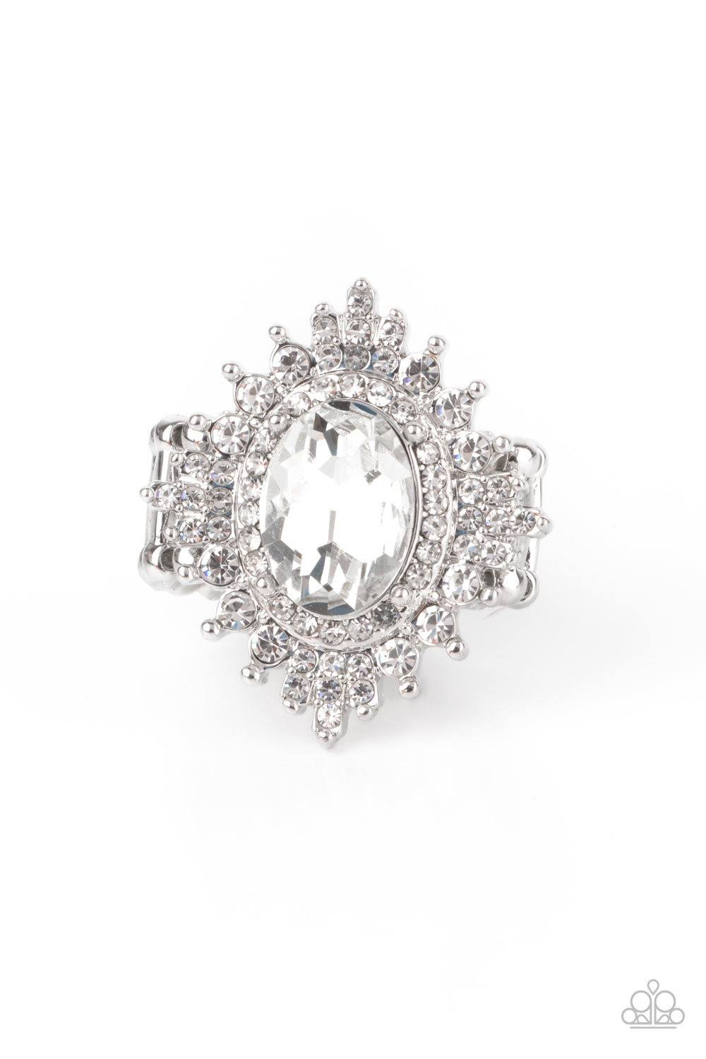 Paparazzi Five-Star Stunner - White Ring - A Finishing Touch Jewelry