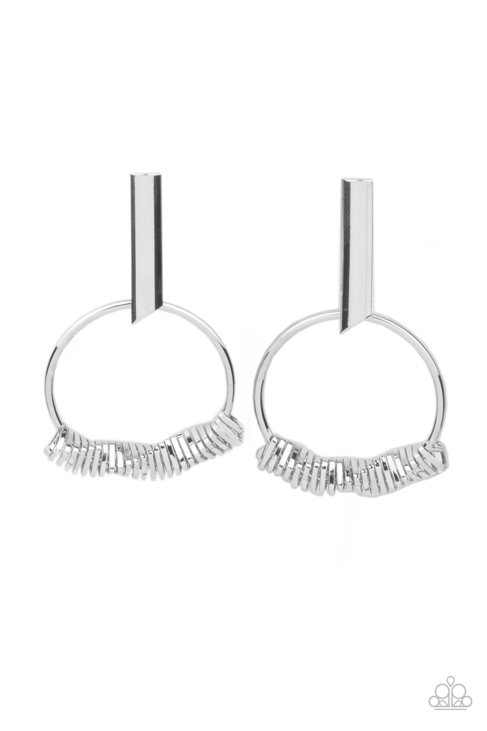 Paparazzi Set Into Motion - Silver Earrings - A Finishing Touch Jewelry