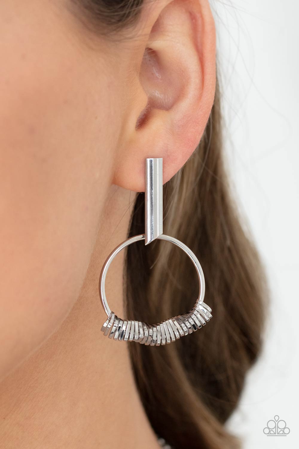 Paparazzi Set Into Motion - Silver Earrings - A Finishing Touch Jewelry