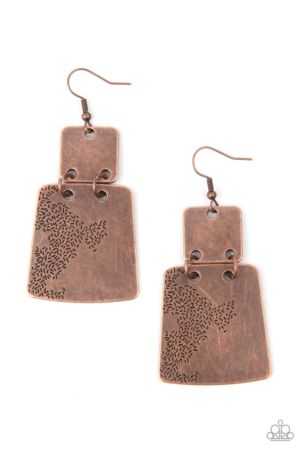 Paparazzi Tagging Along - Copper Earrings - A Finishing Touch Jewelry