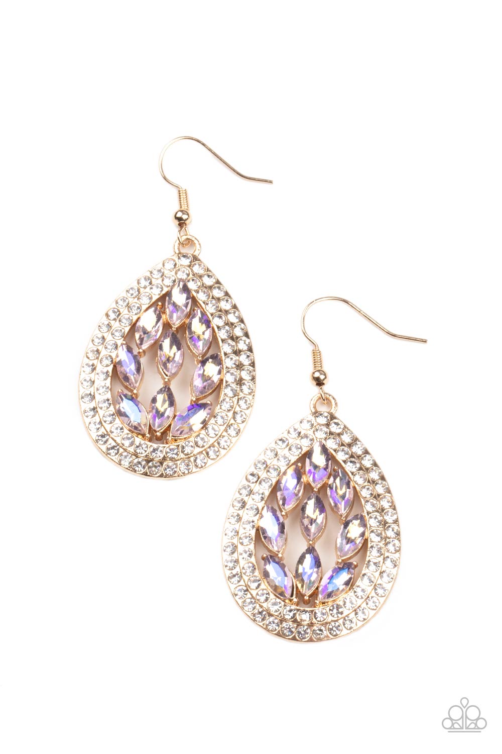 Paparazzi Encased Elegance - Gold Earrings - A Finishing Touch Jewelry