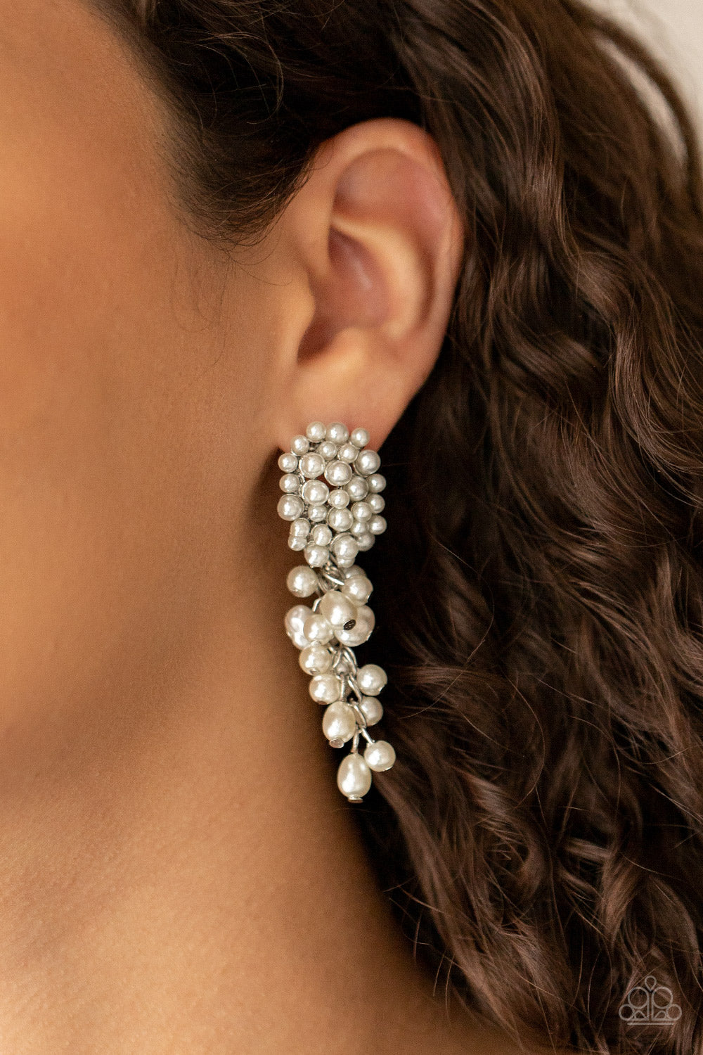 Paparazzi Fabulously Flattering - White Earrings - A Finishing Touch Jewelry