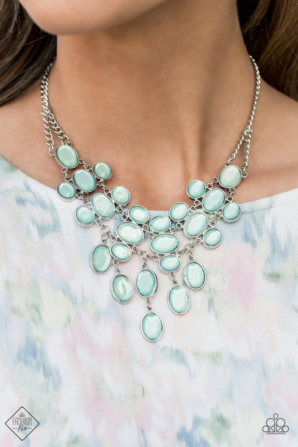 Paparazzi Serene Gleam - Blue Fashion Fix Necklace - A Finishing Touch Jewelry