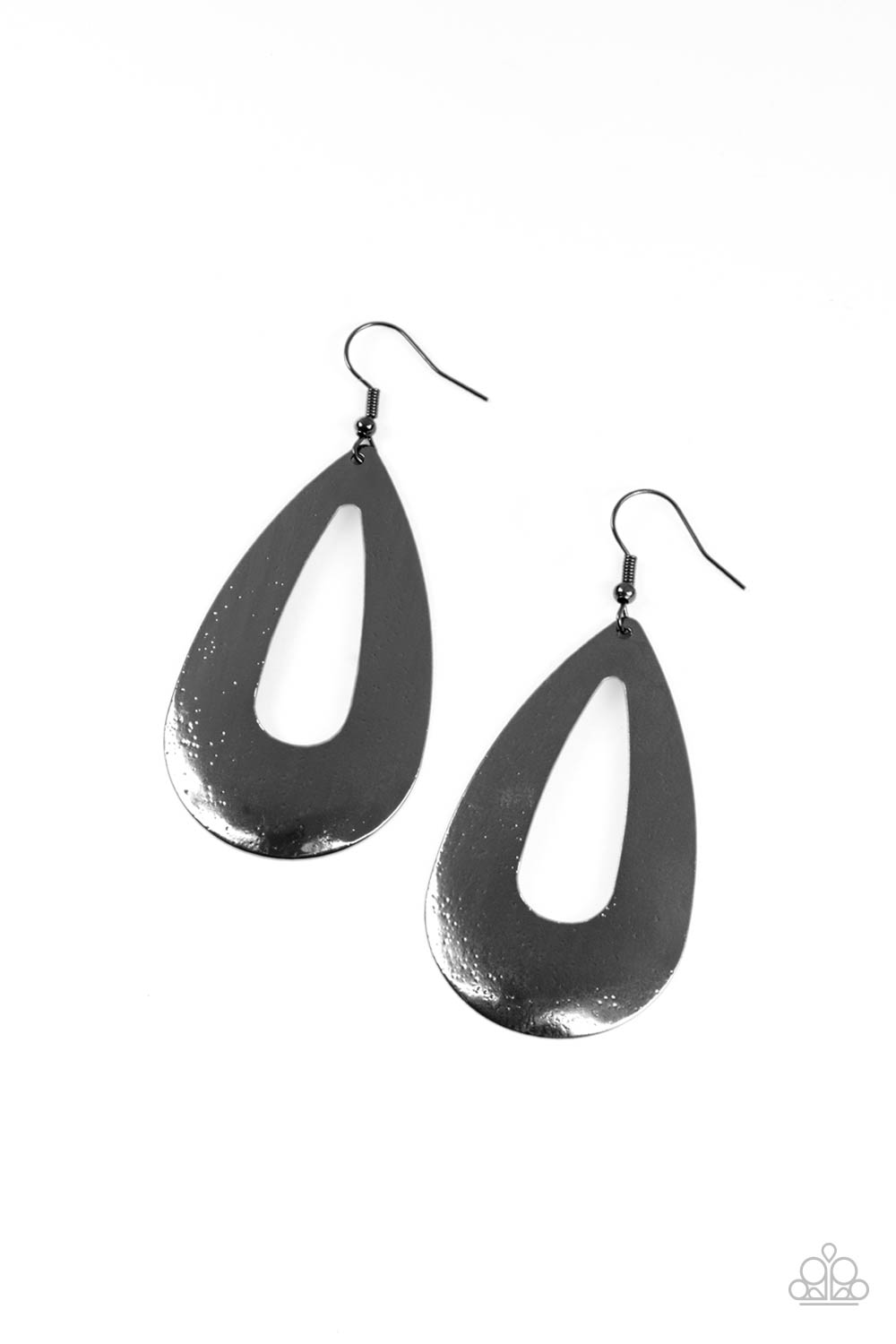 Paparazzi Hand It OVAL! - Black Earrings - A Finishing Touch Jewelry