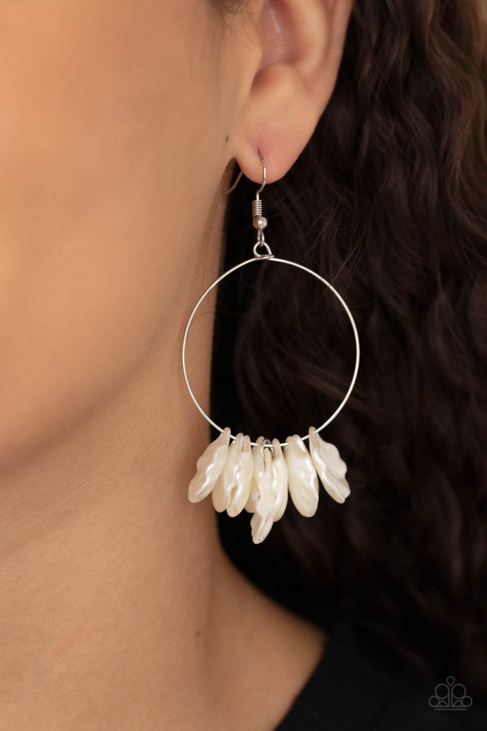Paparazzi Sailboats and Seashells - White Earrings - A Finishing Touch Jewelry