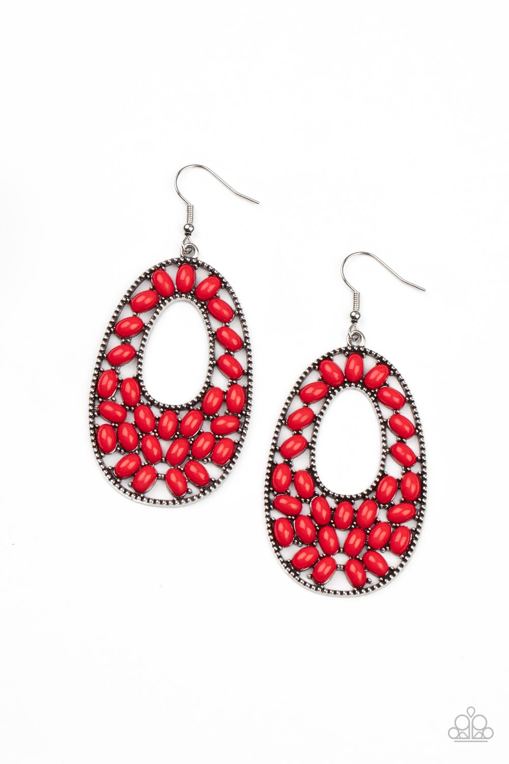 Paparazzi Beaded Shores - Red Earrings - A Finishing Touch Jewelry
