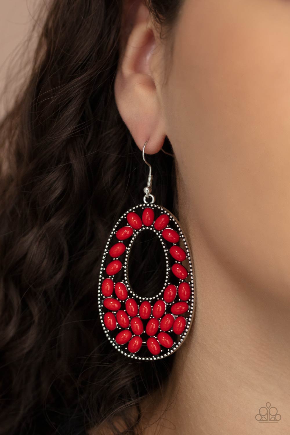 Paparazzi Beaded Shores - Red Earrings - A Finishing Touch Jewelry