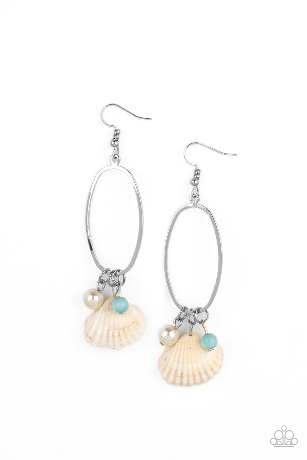 Paparazzi This Too SHELL Pass - Blue Earrings - A Finishing Touch Jewelry