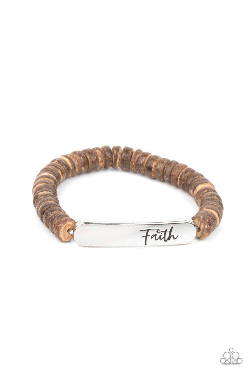 Paparazzi Full Faith Brown Wood Bracelet A Finishing Touch Jewelry